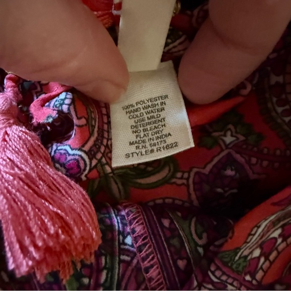 Anthropologie RAGA Open Back Maxi Dress Halter Top Red Paisley Ruffle Tassel M - Picture 6 of 8